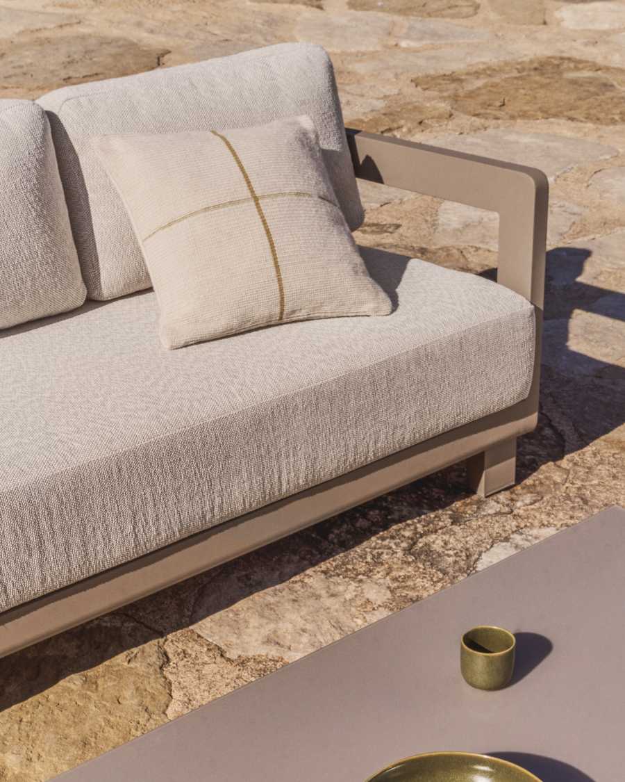 Σετ καναπές 3 θέσεων & τραπέζι σαλονιού Nerano από αλουμίνιο, γκρι