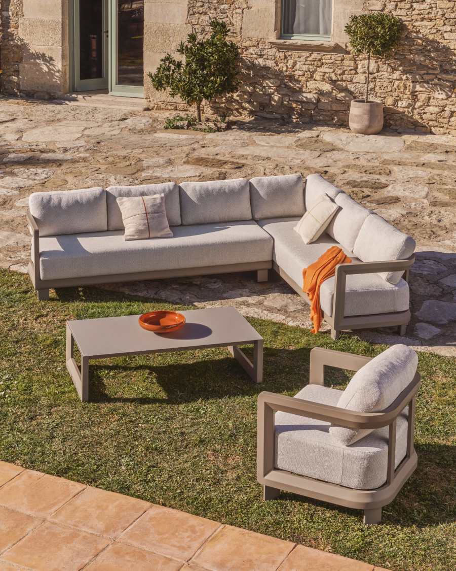 Nerano 3-seater sofa in taupe aluminium 208 cm