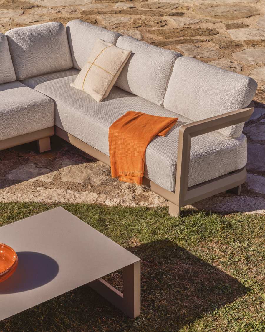 Nerano 3-seater sofa in taupe aluminium 208 cm