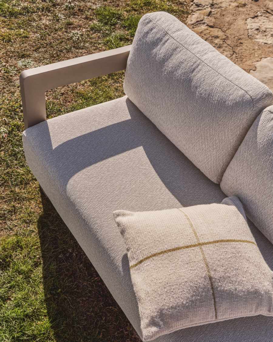 Σετ καναπές 3 θέσεων & τραπέζι σαλονιού Nerano από αλουμίνιο, γκρι