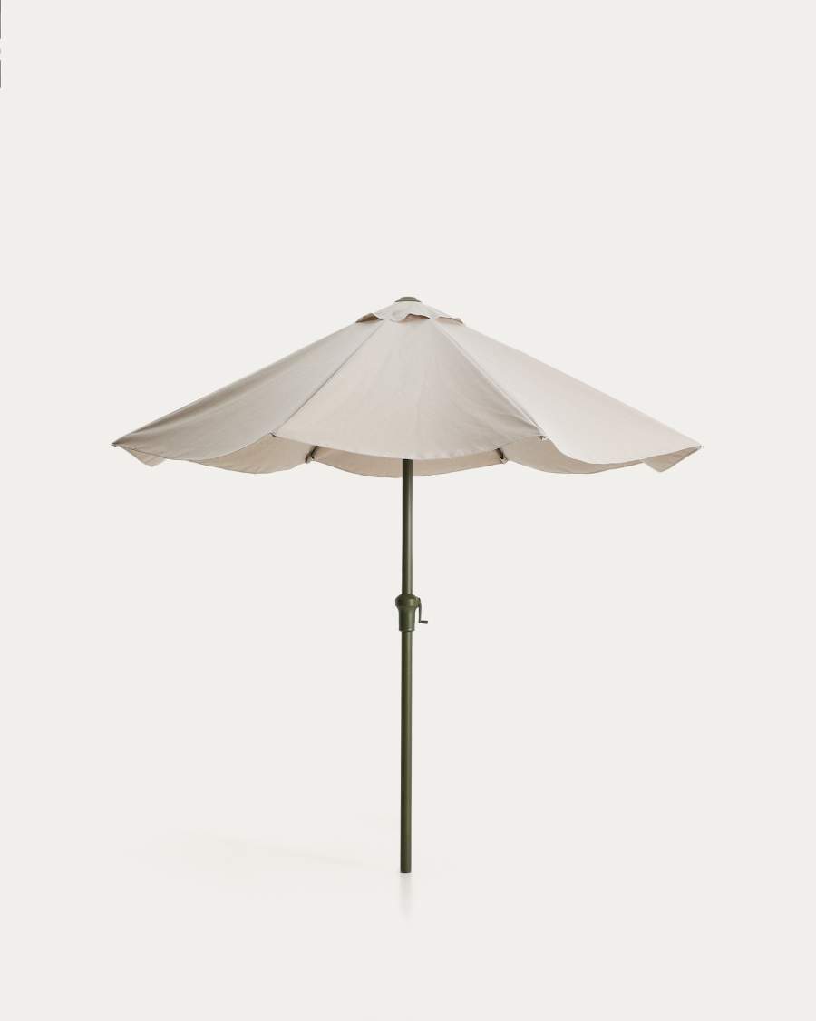 Ombrellone con palo centrale Milna beige con struttura in acciaio verde Ø 300 cm
