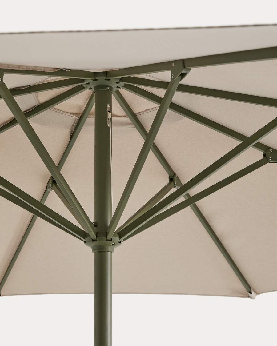 Ombrellone con palo centrale Milna beige con struttura in acciaio verde Ø 300 cm