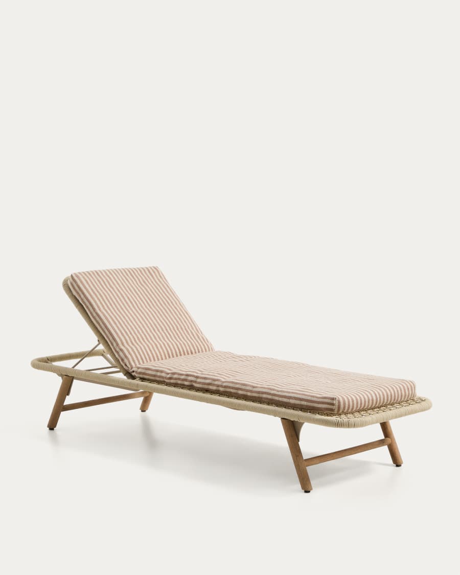 Dirome beige striped 100% PET sun lounger cushion 50 x 175cm