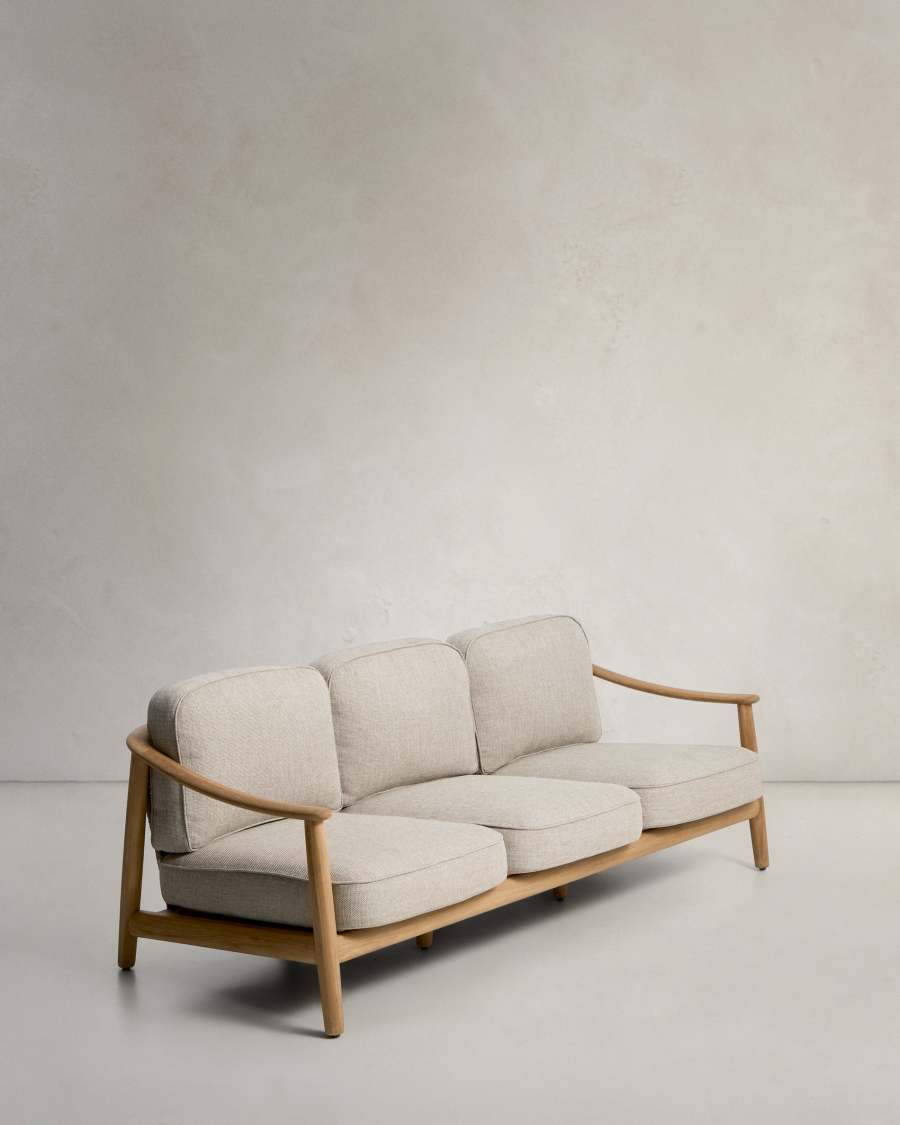 Elunda 3-seater outdoor sofa in solid teak wood FSC 100% 215cm