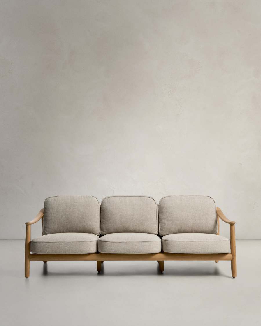 Elunda 3-seater outdoor sofa in solid teak wood FSC 100% 215cm