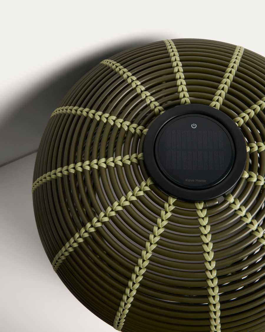 Ηλιακό επιτραπέζιο φωτιστικό εξωτερικού χώρου Garoina LED σε πράσινο συνθετικό ρατάν Ø50 εκ