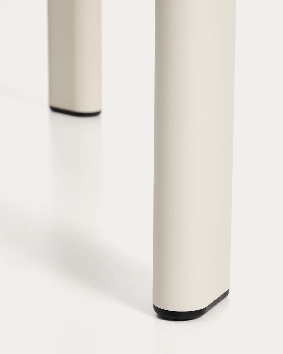 Οβάλ τραπέζι Erice από αλουμίνιο και γυαλί σε χρώμα εκρού 230 x 100 εκ