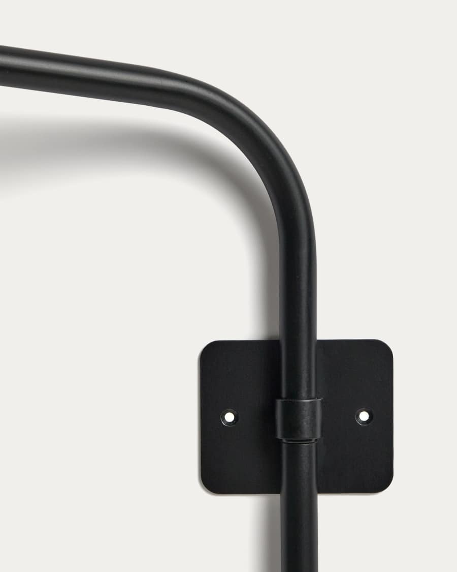 Support mural Nali pour lampes portables en métal avec finition peinte noire