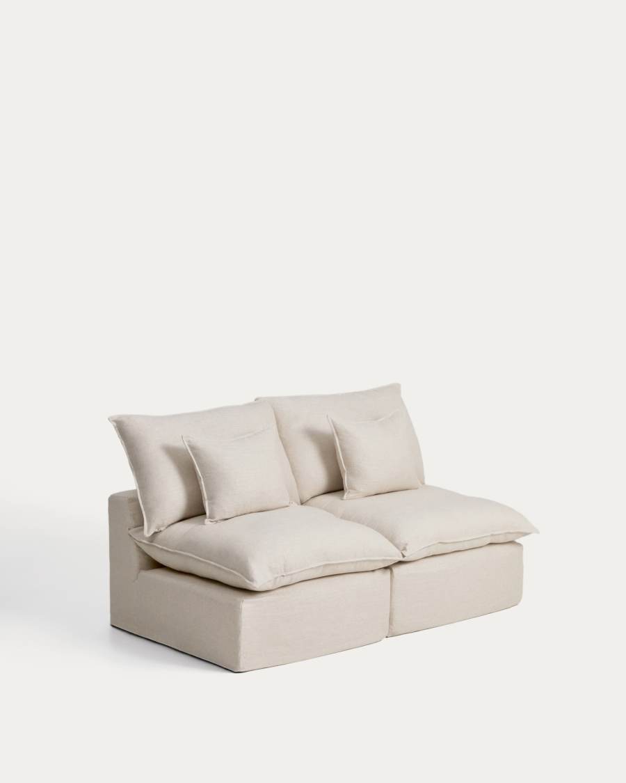 Anarela modulaire bank met 2 plaatsen met afneembare hoes van beige linnen en viscose 180 cm FSC Mix Credit