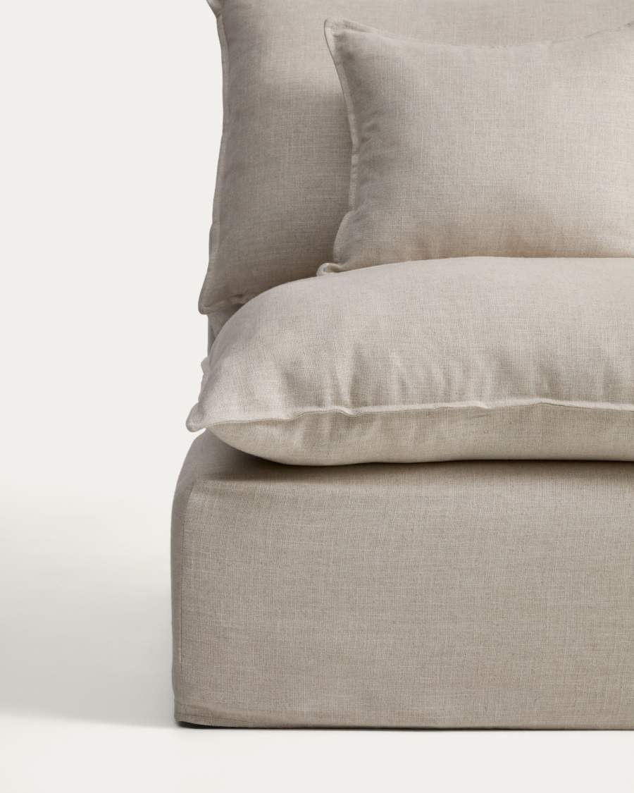 Anarela beige linen and viscose armchair with removable cover 90cm FSC Mix Credit