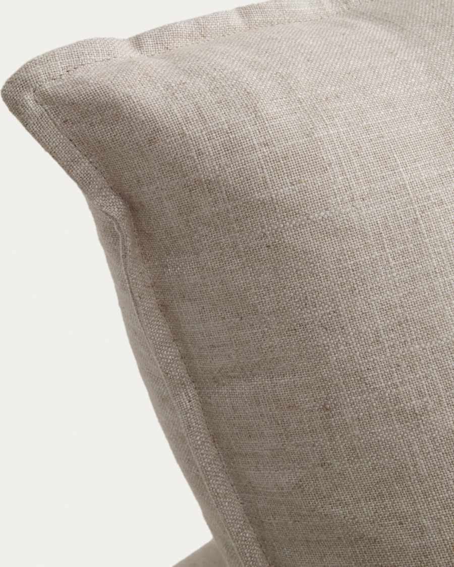 Anarela beige linen and viscose 6-seater modular corner sofa with removable cover 307 x 347cm FSC Mix Credit