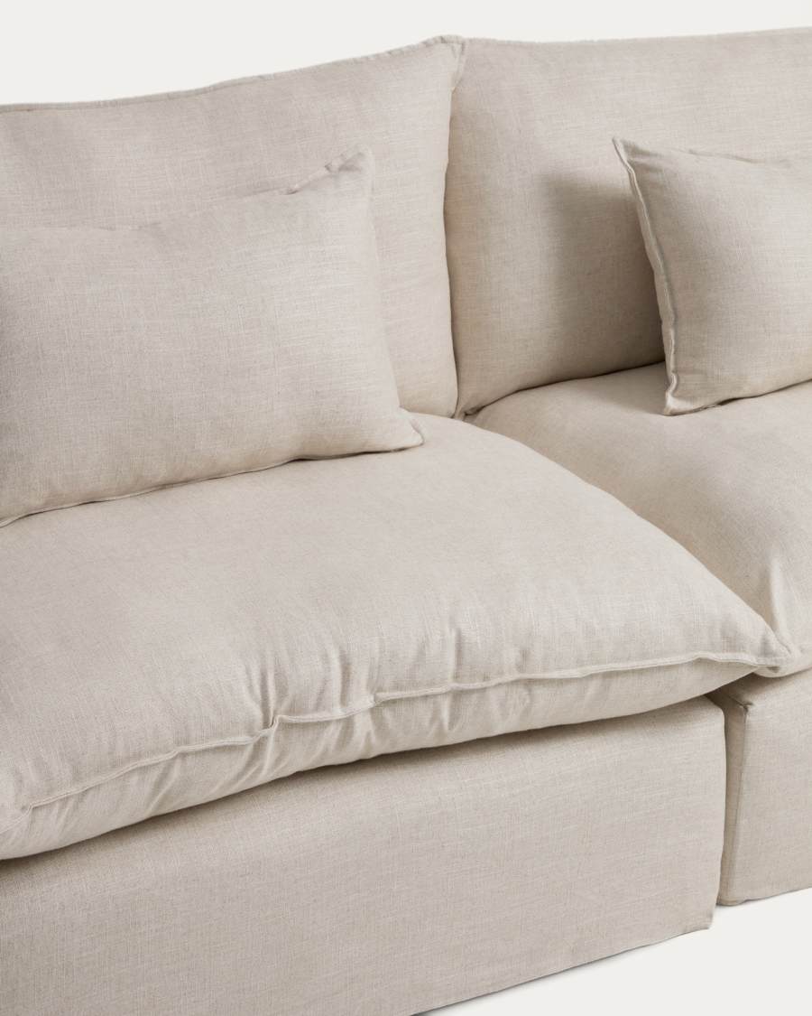 Anarela modulaire bank met 5 plaatsen met afneembare hoes van beige linnen en viscose 370 cm FSC Mix Credit