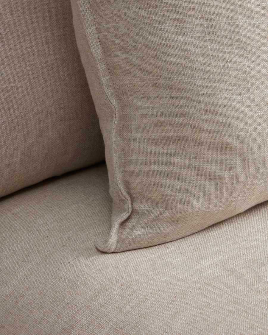 Anarela beige linen and viscose armchair with removable cover 110cm FSC Mix Credit