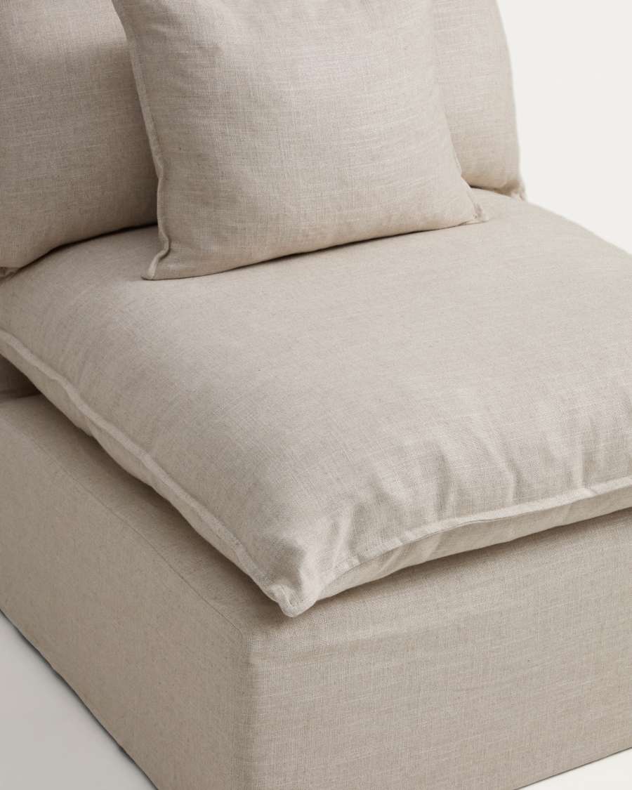 Anarela beige linen and viscose armchair with removable cover 90cm FSC Mix Credit