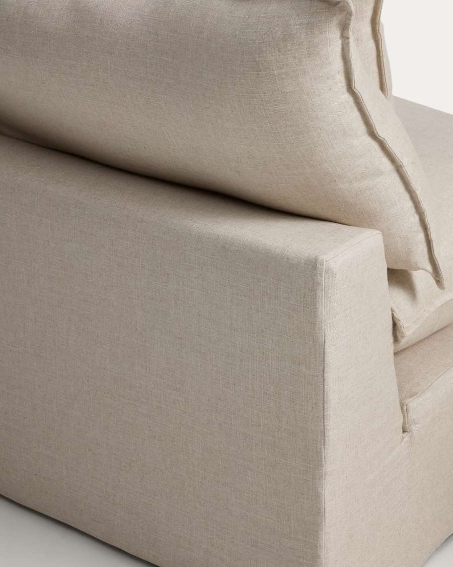 Anarela beige linen and viscose armchair with removable cover 90cm FSC Mix Credit