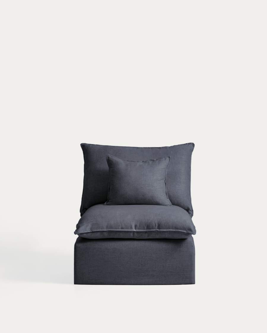 Anarela dark grey linen and viscose armchair with removable cover 90cm FSC Mix Credit