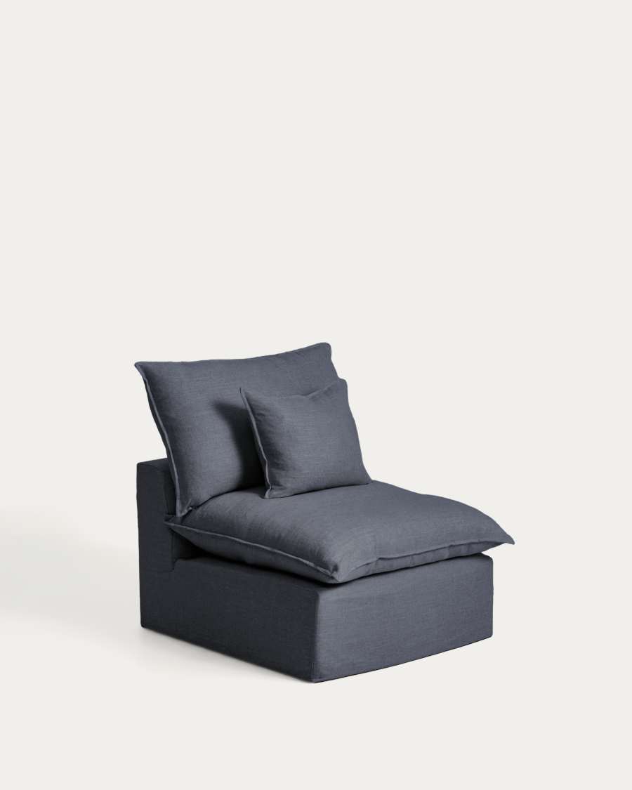 Anarela dark grey linen and viscose armchair with removable cover 90cm FSC Mix Credit