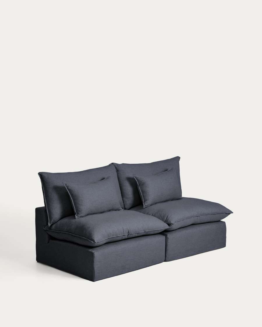 Anarela dark grey linen and viscose 3-seater modular sofa with removable cover 220cm FSC Mix Credit