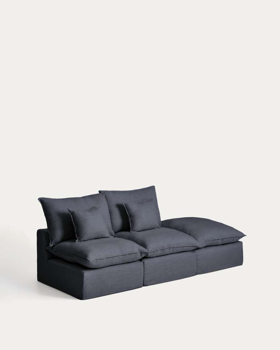 Anarela dark grey linen and viscose 2-seater modular sofa with end module and removable cover 270cm FSC Mix Credit