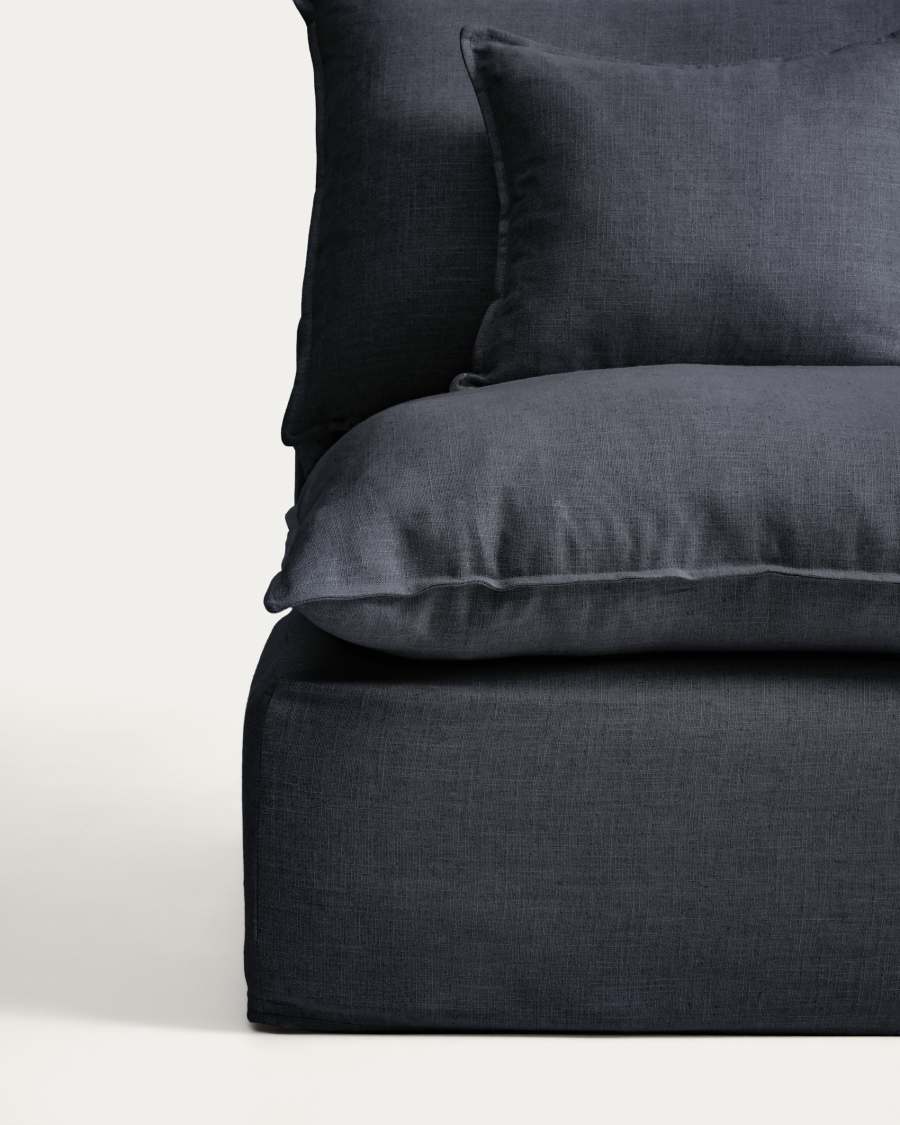 Anarela dark grey linen and viscose armchair with removable cover 90cm FSC Mix Credit