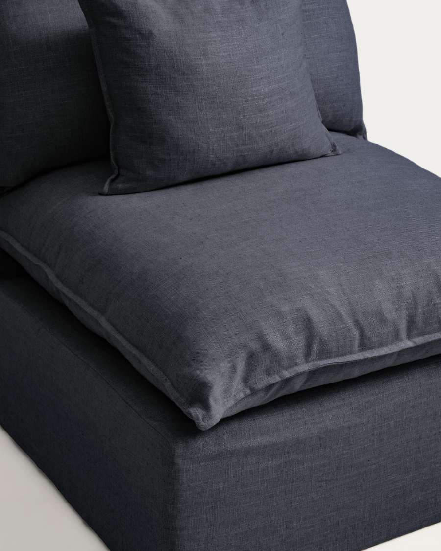 Anarela dark grey linen and viscose armchair with removable cover 90cm FSC Mix Credit