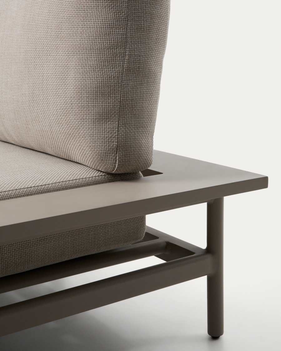 Aluminium Vathi sofa in taupe with right-sided chaise longue 250 x 159 cm