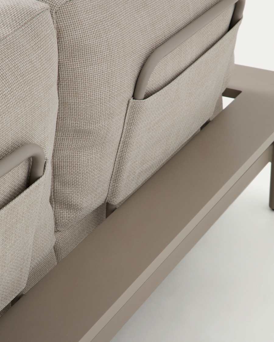 Aluminium Vathi sofa in taupe with right-sided chaise longue 250 x 159 cm