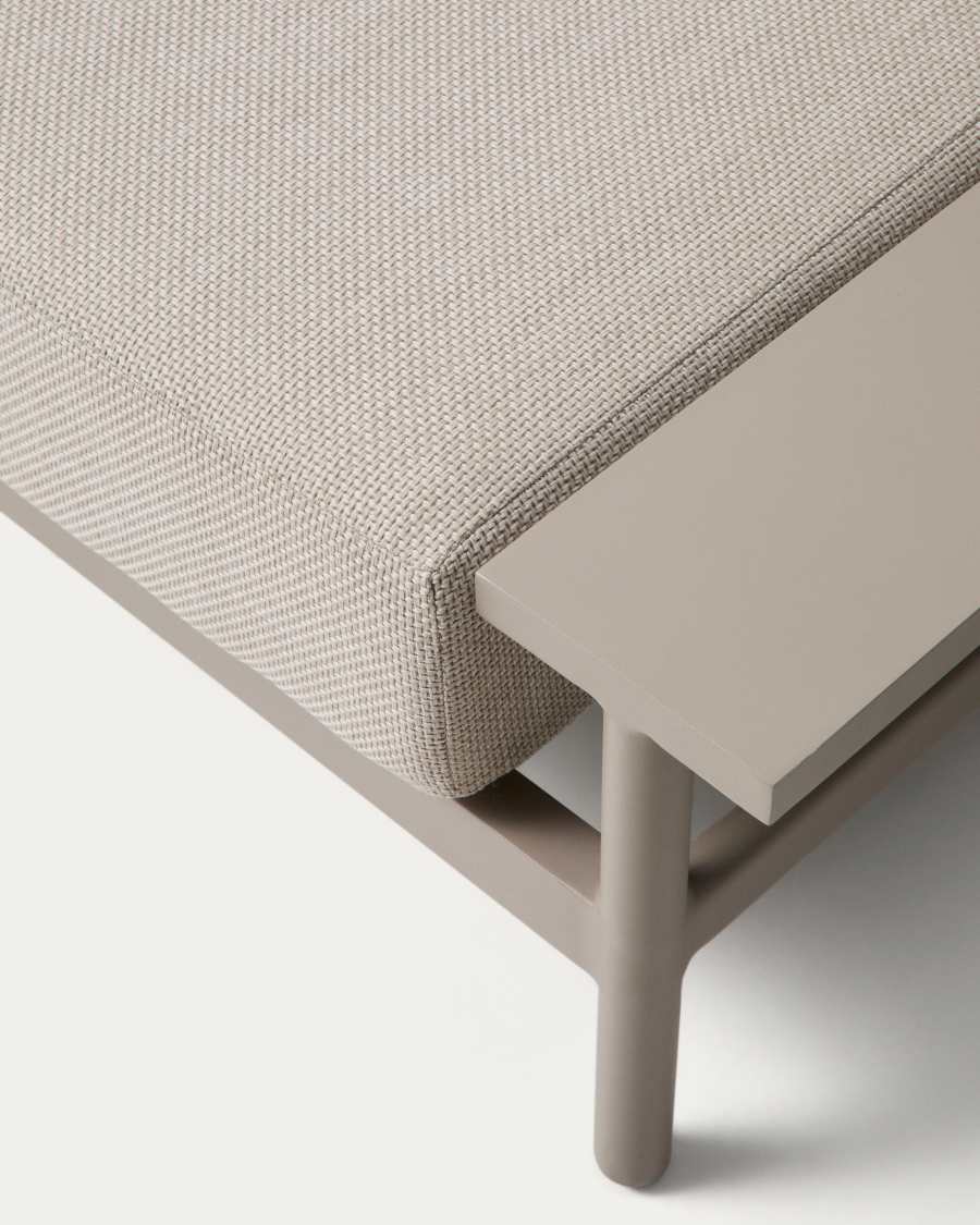 Aluminium Vathi sofa in taupe with right-sided chaise longue 250 x 159 cm