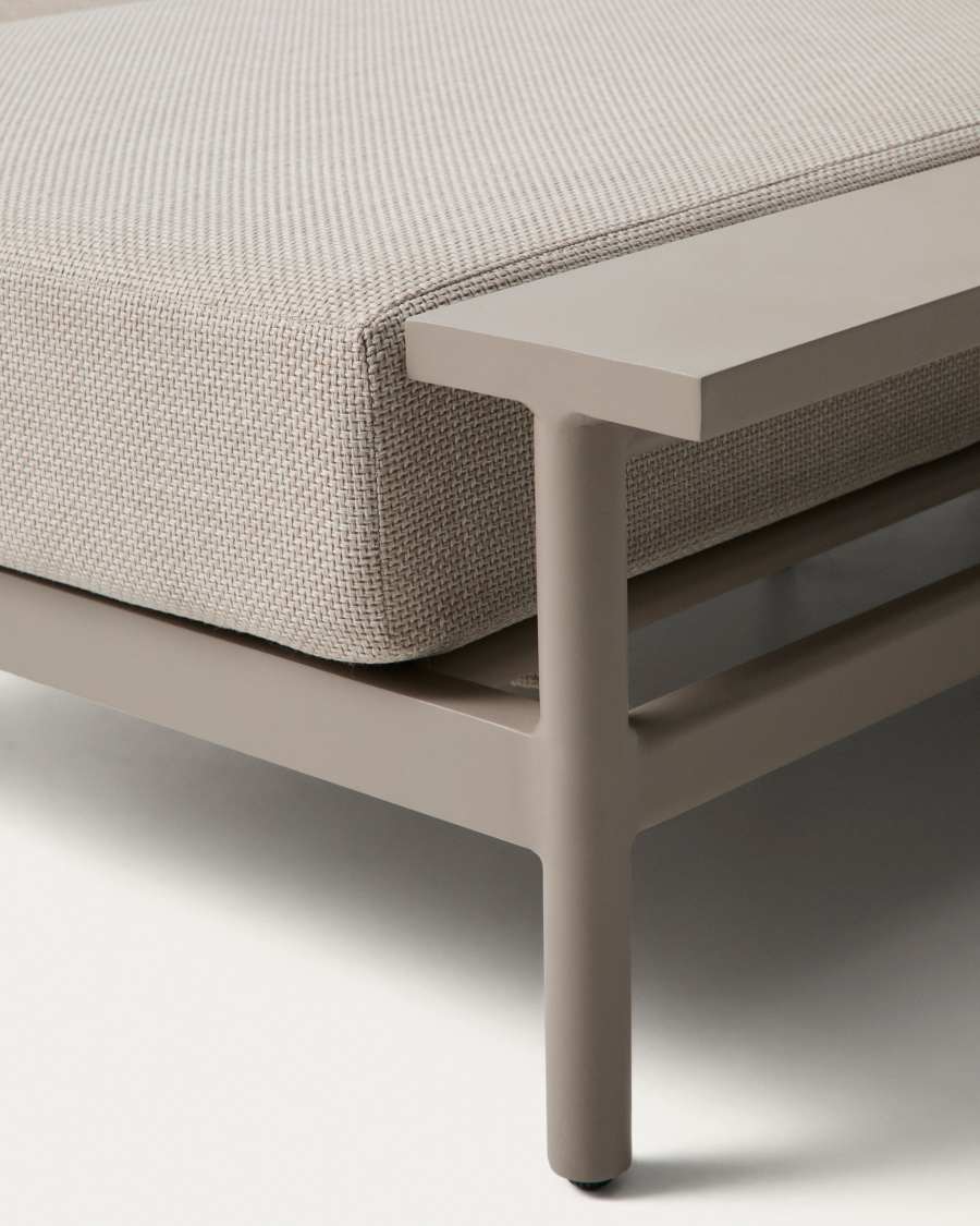 Aluminium Vathi sofa in taupe with right-sided chaise longue 250 x 159 cm