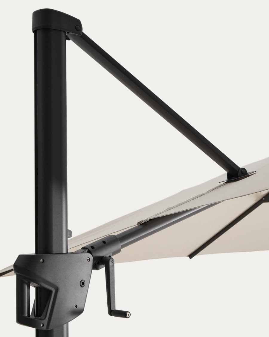 Parasol déporté Noli beige avec armature en aluminium graphite 300 x 420 cm
