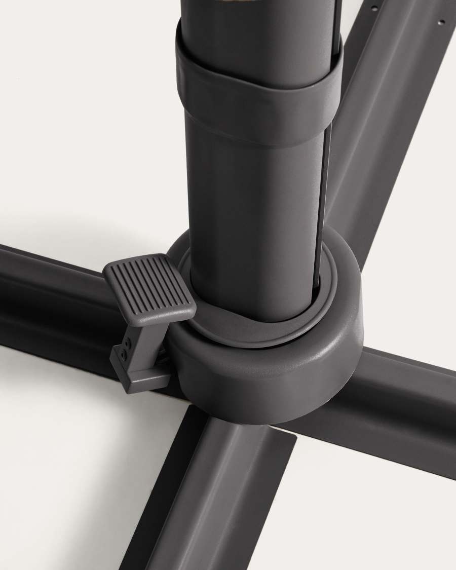 Parasol déporté Noli beige avec armature en aluminium graphite 300 x 420 cm