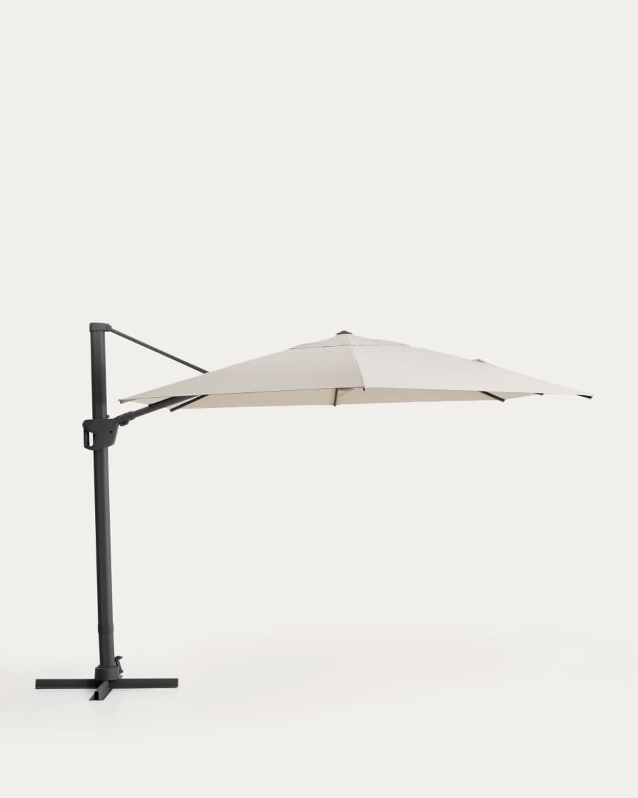 Parasol déporté Noli beige avec armature en aluminium graphite 300 x 420 cm