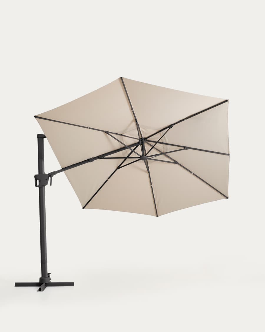 Parasol déporté Noli beige avec armature en aluminium graphite 300 x 420 cm