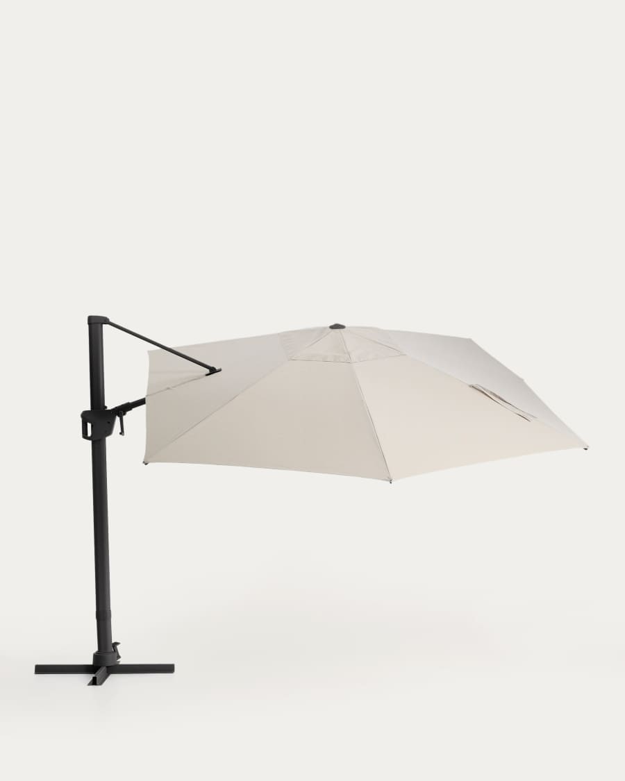 Parasol déporté Noli beige avec armature en aluminium graphite 300 x 420 cm