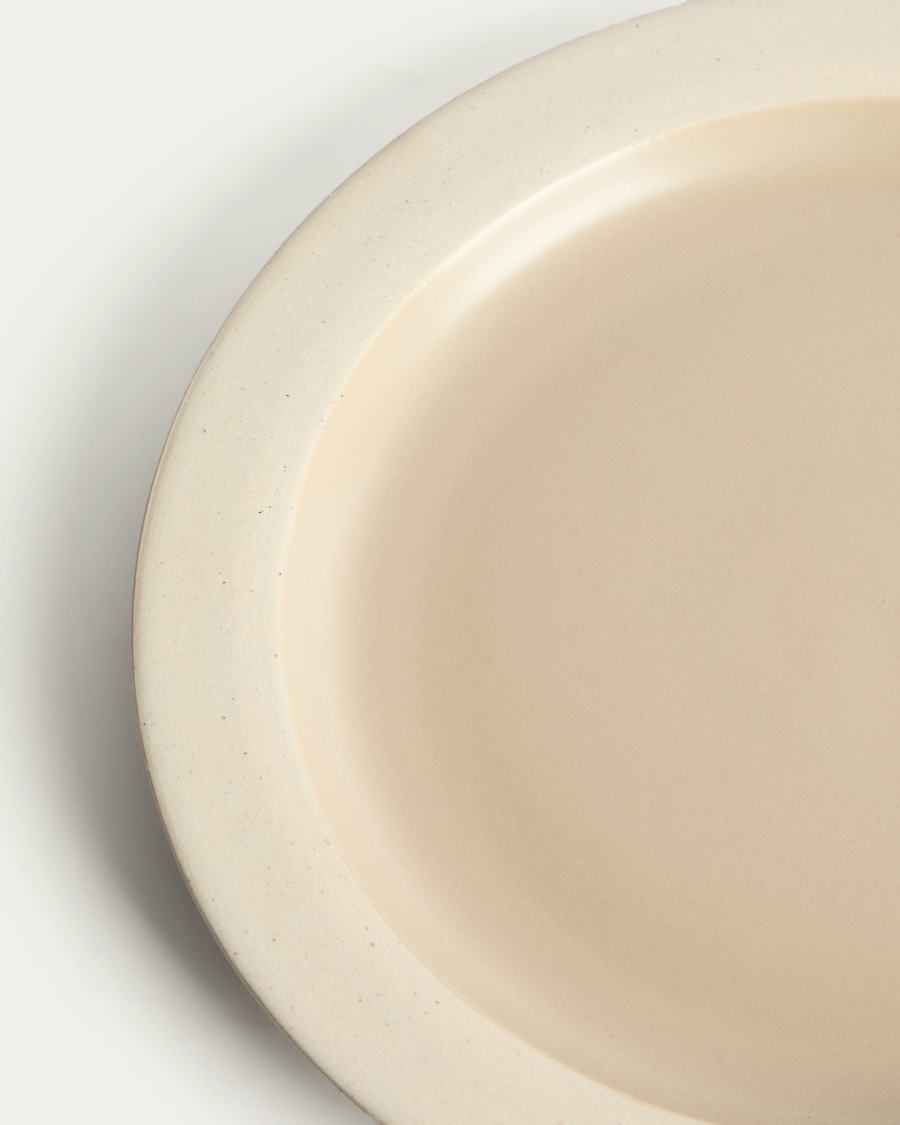 Doren beige ceramic dessert plate