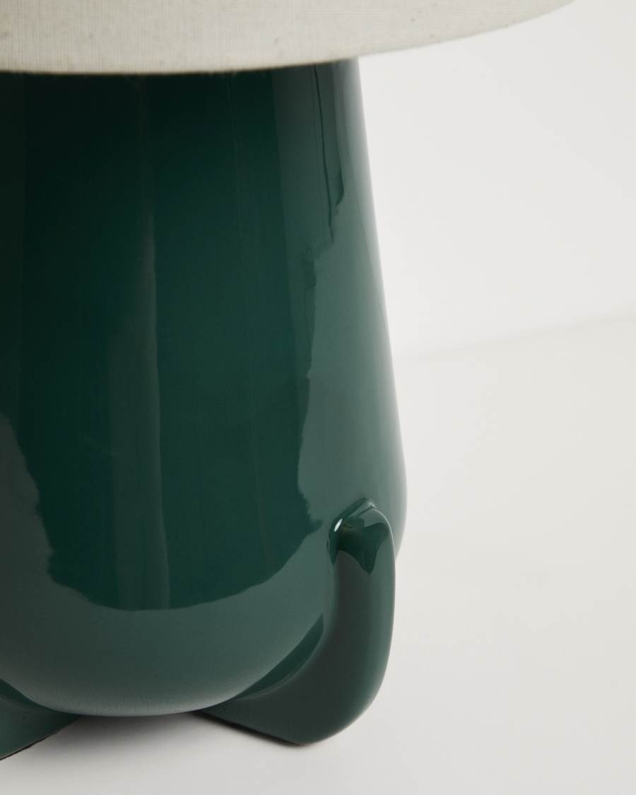 Tischlampe Odra aus grüner Keramik mit glänzendem Finish