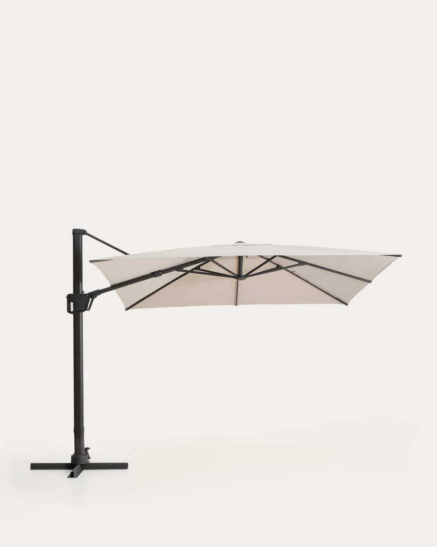 Ombrellone eccentrico Noli beige con struttura in alluminio grafite 300 x 300 cm