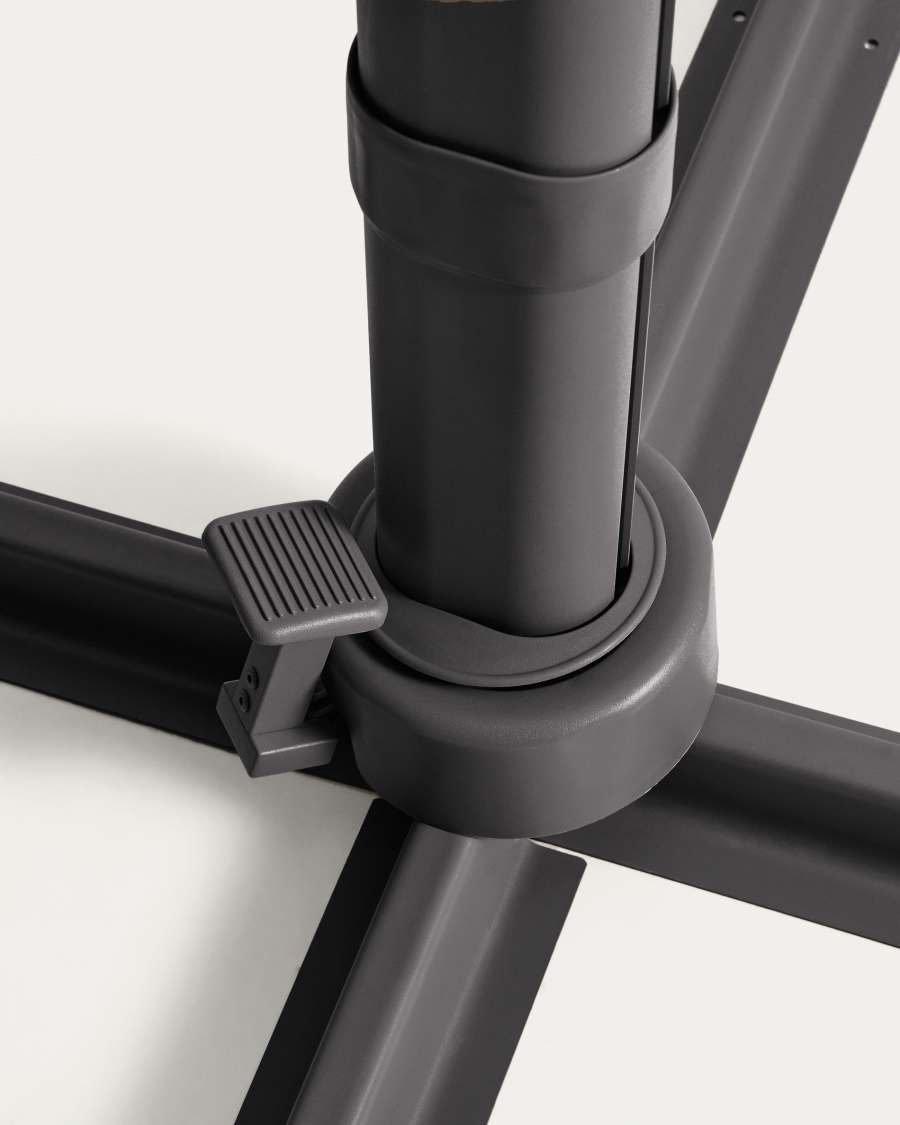 Ombrellone eccentrico Noli beige con struttura in alluminio grafite 300 x 300 cm