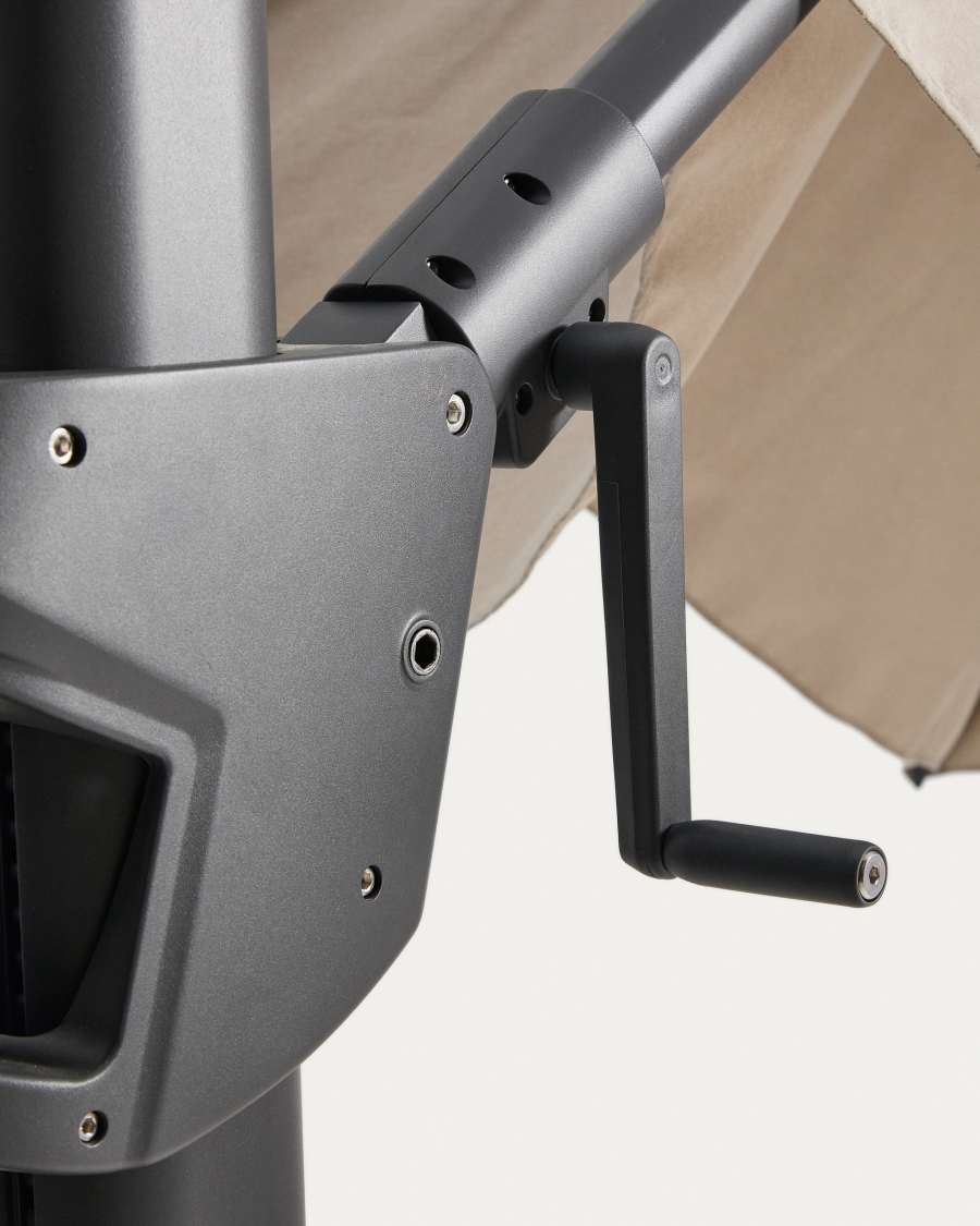 Ombrellone eccentrico Noli beige con struttura in alluminio grafite 300 x 300 cm
