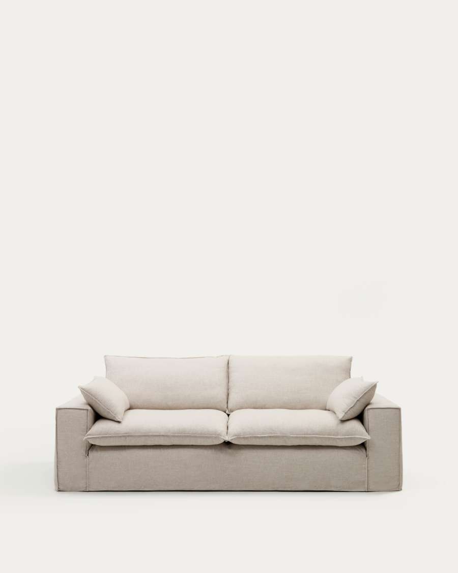 Sofà modular desenfundable Anarela 3 places de lli i viscosa beix 260 cm FSC Mix Credit