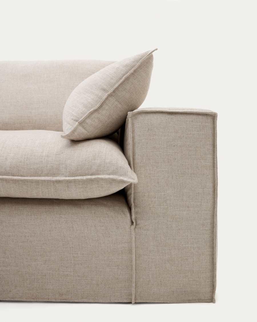 Sofà modular desenfundable Anarela 3 places de lli i viscosa beix 260 cm FSC Mix Credit