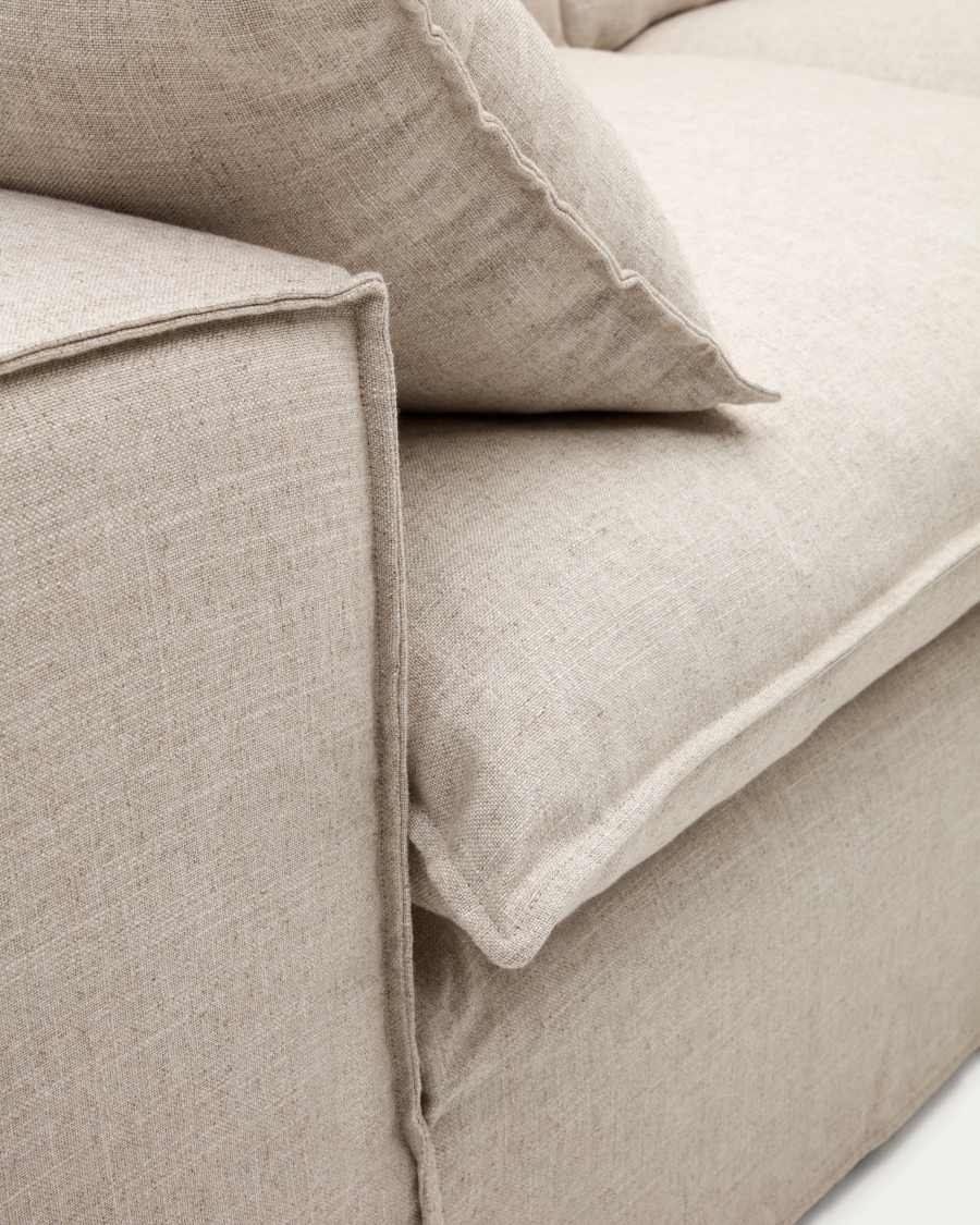 Sofà modular desenfundable Anarela 3 places de lli i viscosa beix 260 cm FSC Mix Credit