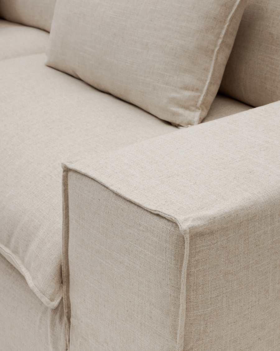 Anarela beige linen 2-seater sofa cover