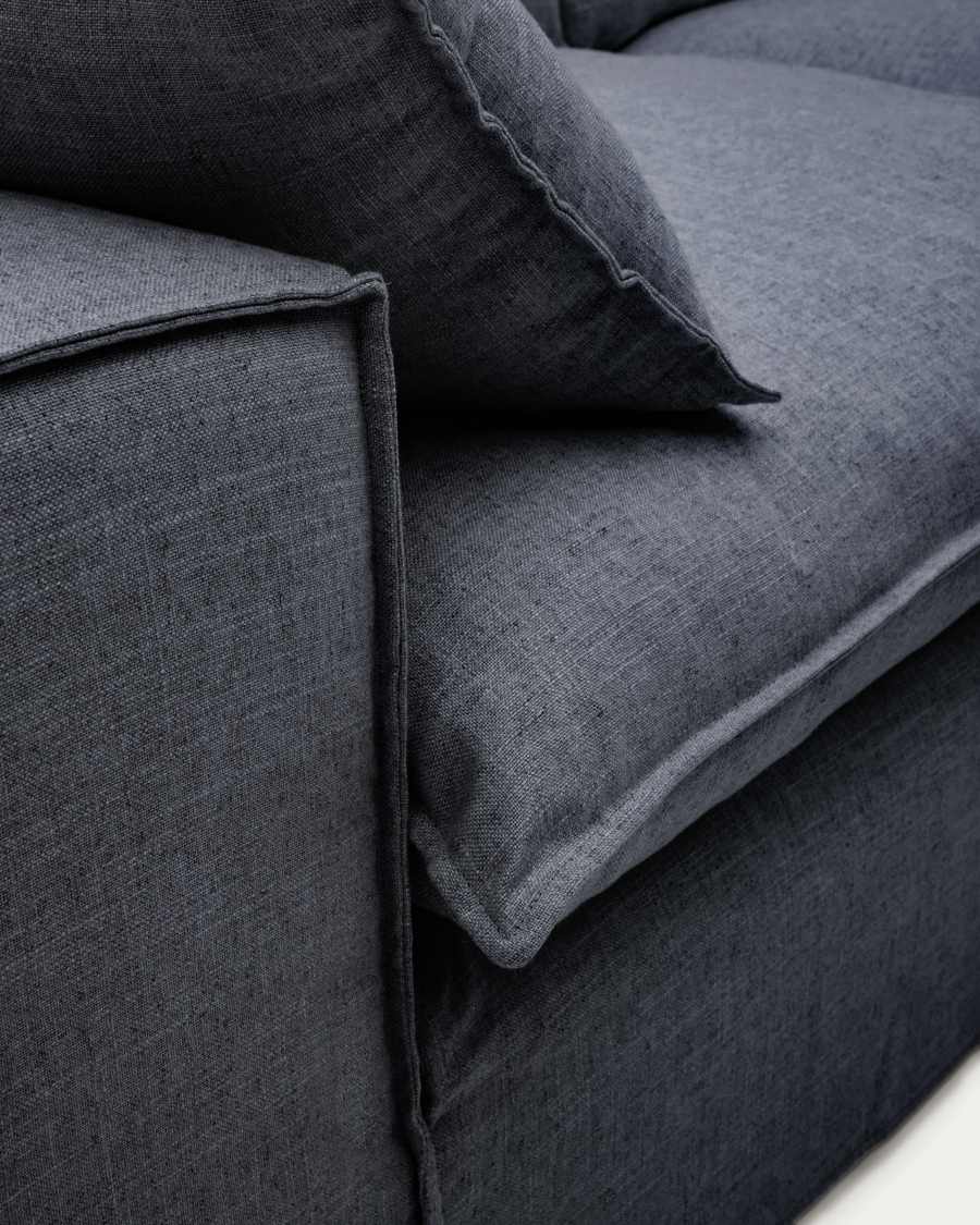 Sofà modular desenfundable Anarela 3 places de lli i viscosa gris fosc 280 cm FSC Mix Credit