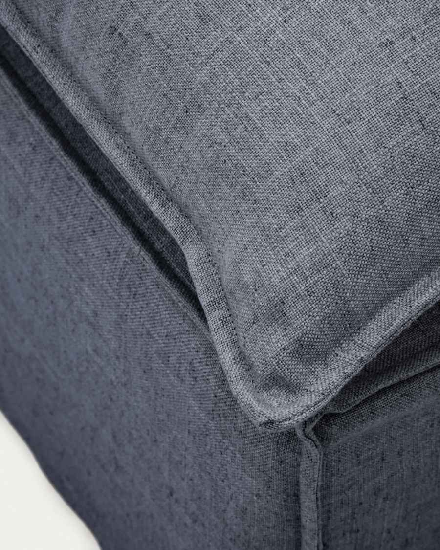 Fußablage Anarela mit abnehmbarem Bezug und Kissen aus Leinen und Viskose in Dunkelgrau, 80 x 80 cm, FSC Mix Credit