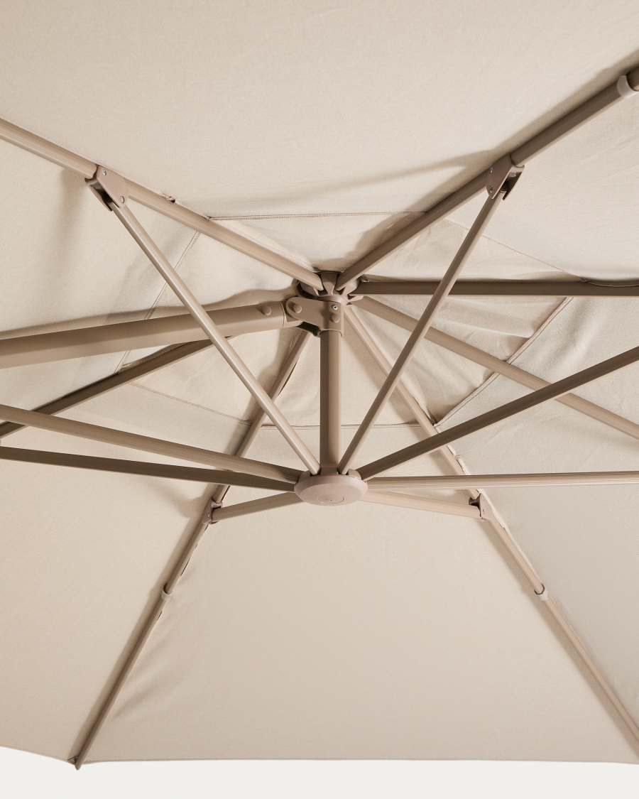 Ombrellone eccentrico Noli beige con struttura in alluminio tortora 300 x 300 cm