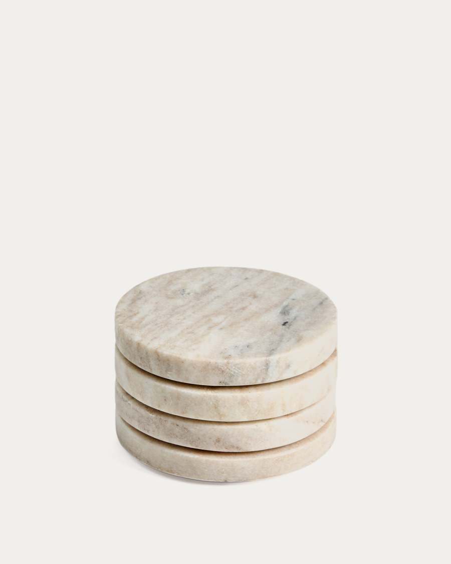 Nuvir set of 4 beige marble coasters