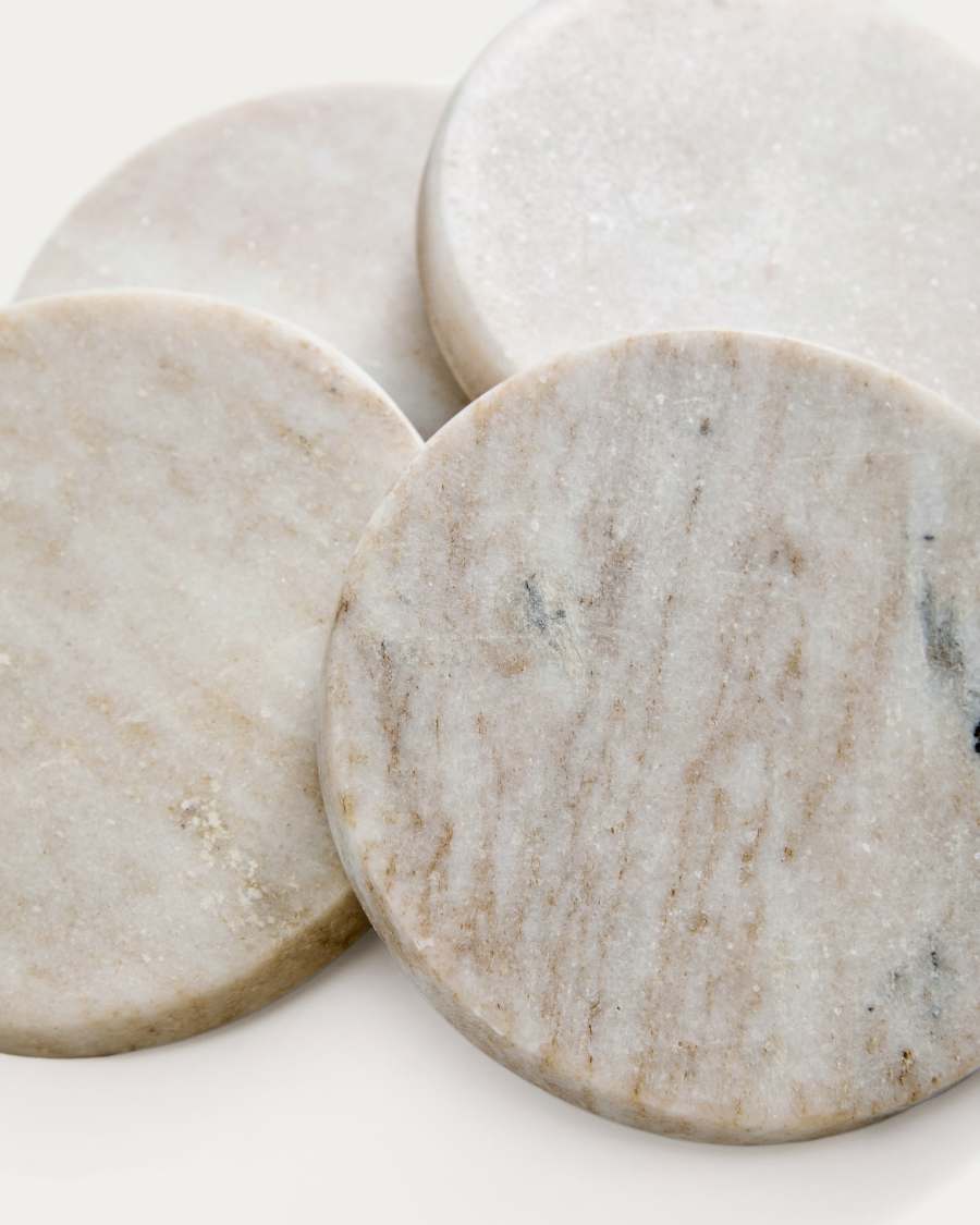 Nuvir set of 4 beige marble coasters