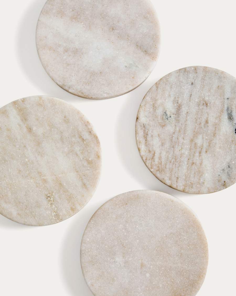 Nuvir set of 4 beige marble coasters