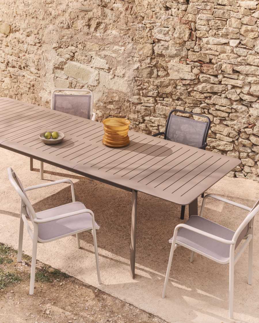 Brela taupe extendable aluminium table 205(287) x 100cm